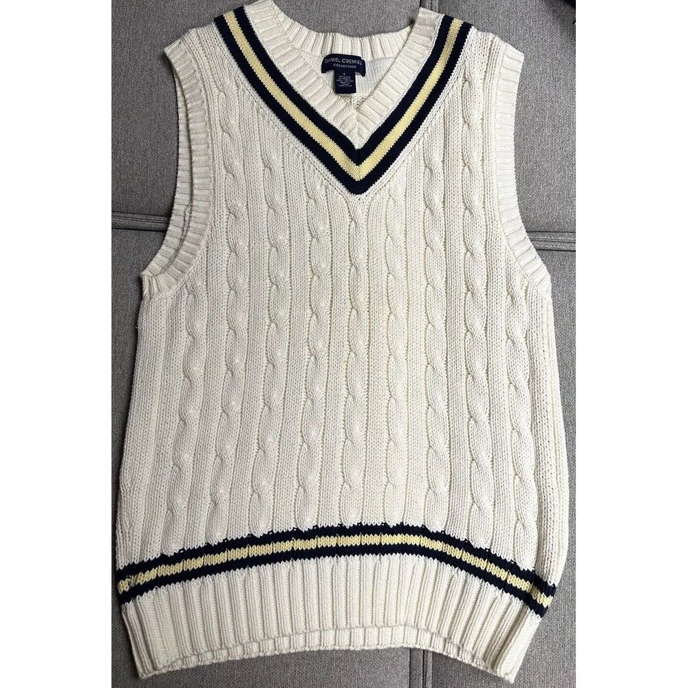 Daniel Cremieux Cream Cable Knit Sweater Vest - Old Money Preppy Style